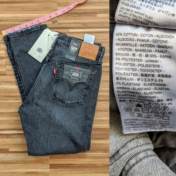 NWT โจ Levi's 501 Skinny Coal Black Denim - Picture 5 of 7